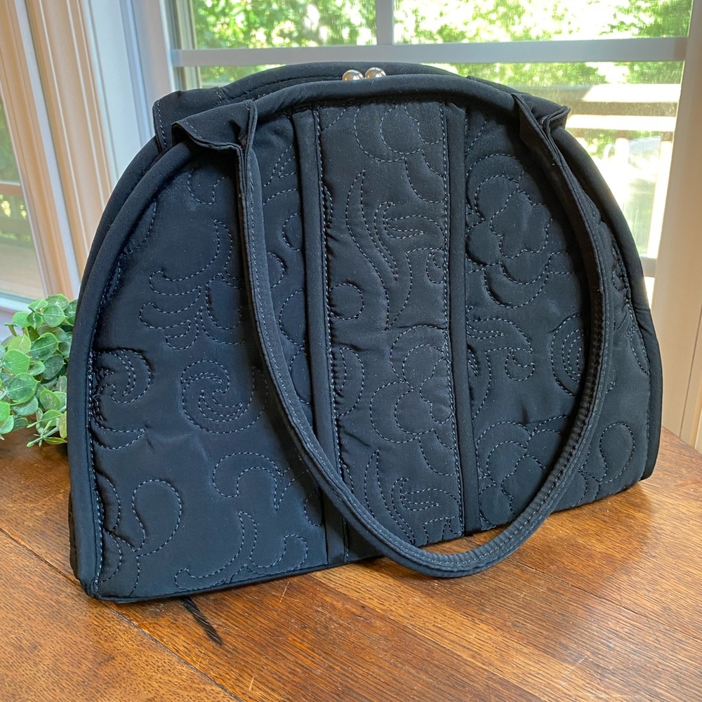 Vera Bradley Black Eloise Quilted Kiss lock Purse